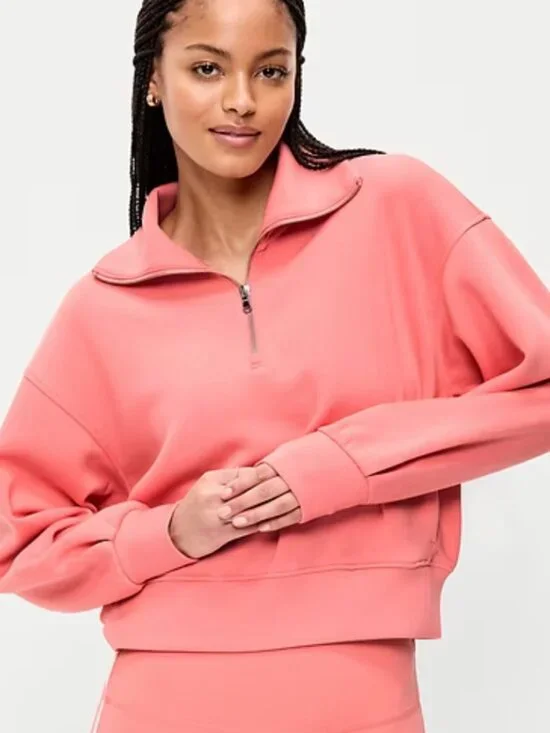 Old Navy Bounce Fleece Half-Zip Pullover Sweatshirt - XS - Coho Salmon / Coral - Picture 2 of 7